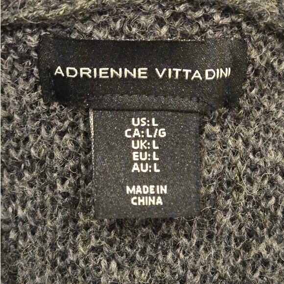Adrienne Vittadini Wool-Blend Charcoal Gray Sweater Duster Cardigan Pockets L - Picture 6 of 10